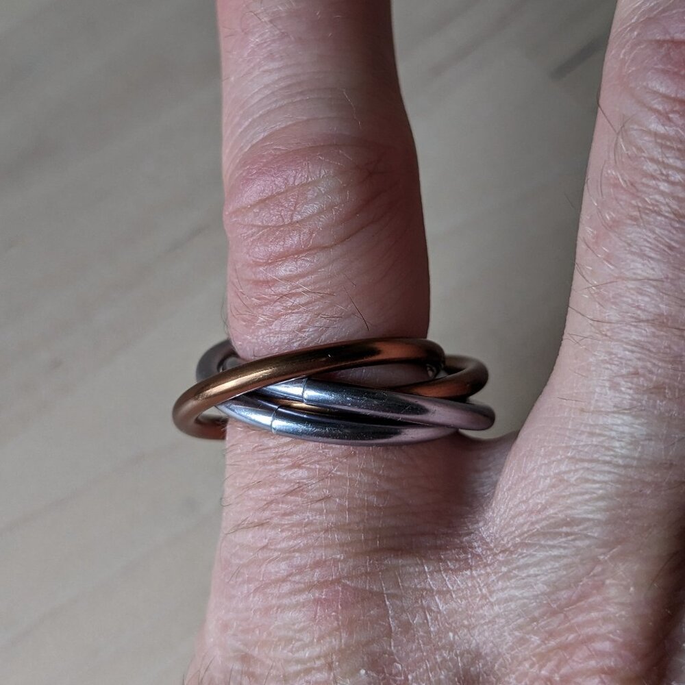 Copper and silver knot ring